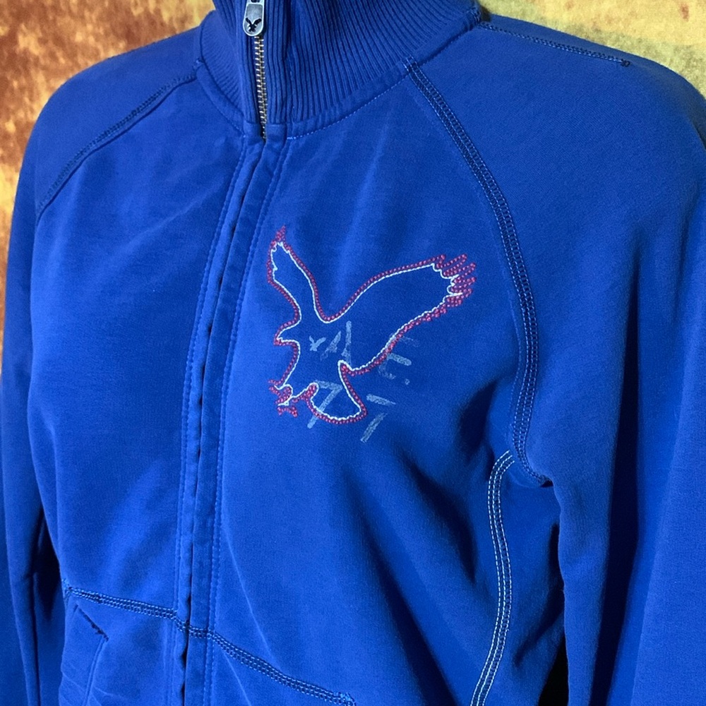 AMERICAN EAGLE OUTFITTERS-blue EAGLE FLEECE long sleeve full-zip sweatshirt - Picture 4 of 10